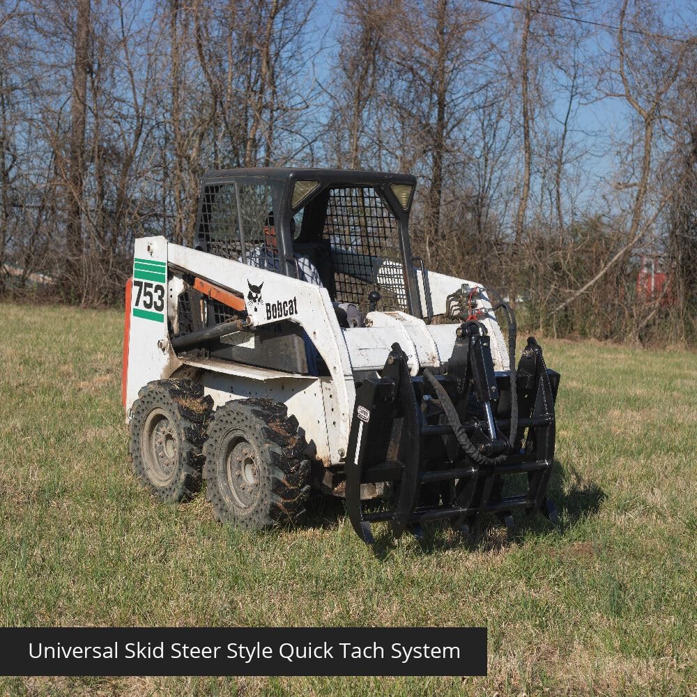 Skid Steer 48" Light-Duty Single Cylinder Root Grapple Rake, Economy Series