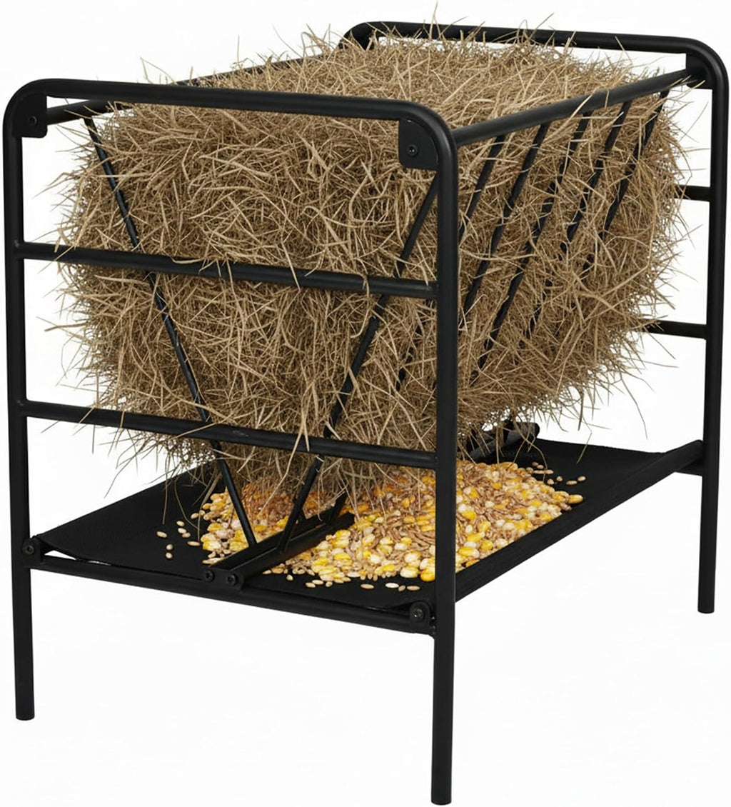 Hay Feeder for Goat, 35 Gallon Heavy-Duty Livestock Feeder | Metal Pasture Feeder for Ponies, Goats and Sheep, Sheep