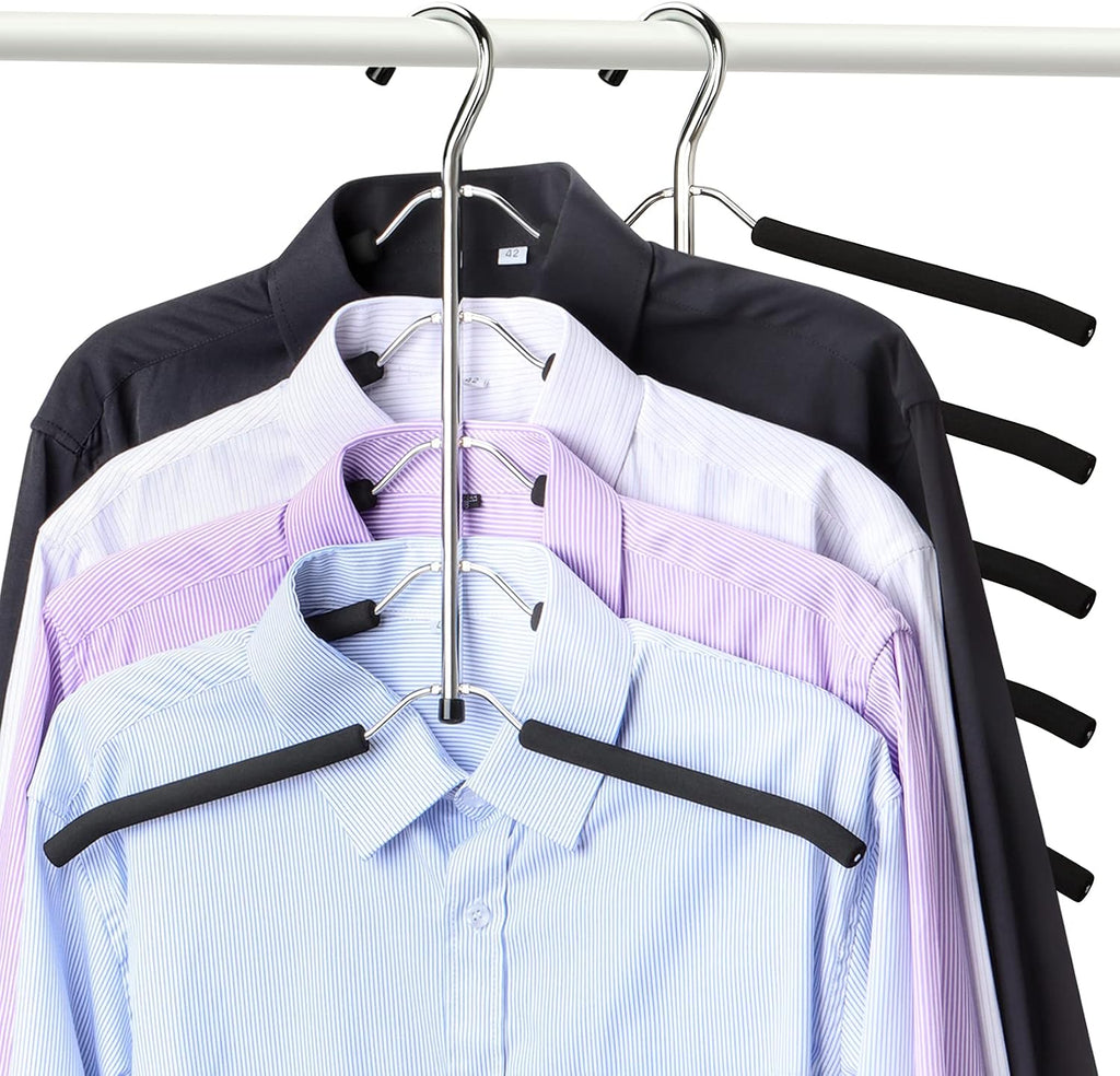 Hangers Space Saving Clothes Hanger 2 Packs | Non Slip Padded Coat Hanger 5 Layers Heavy Duty Stainless Steel Sweater