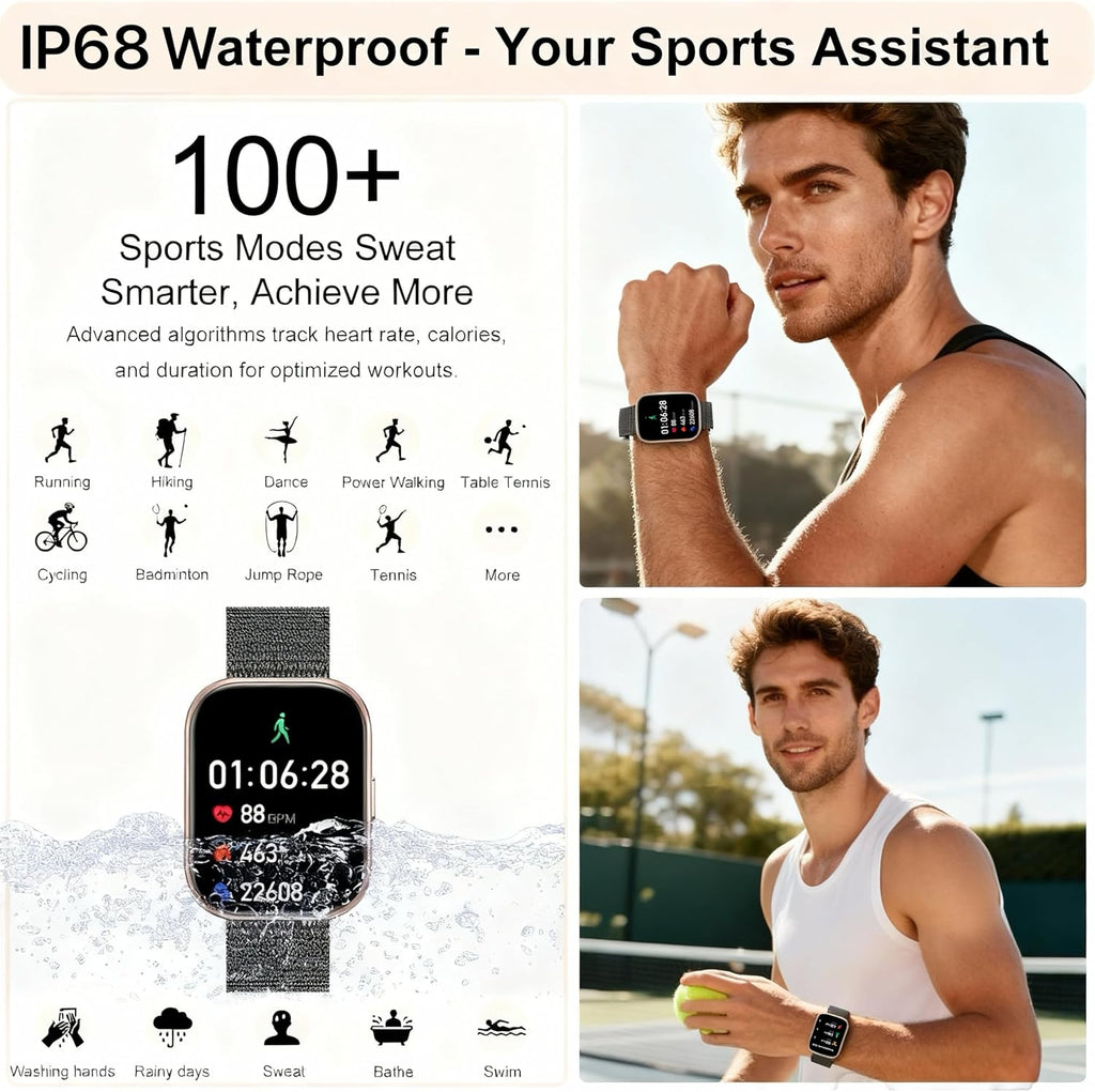 Smart Watches for Women Men, 1.75" HD Screen Smartwatch Answer/Make Call for Android iOS, Fitness Activity Tracker