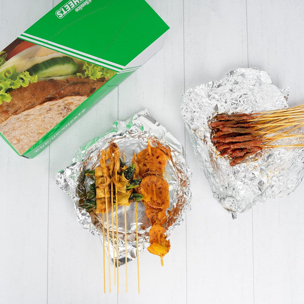 Aluminum Foil Wraps - 500 Precut Sheets, 12 x 10.75 Inch, Pop-Up Interfolded Foil for Baking, Grilling, Roasting