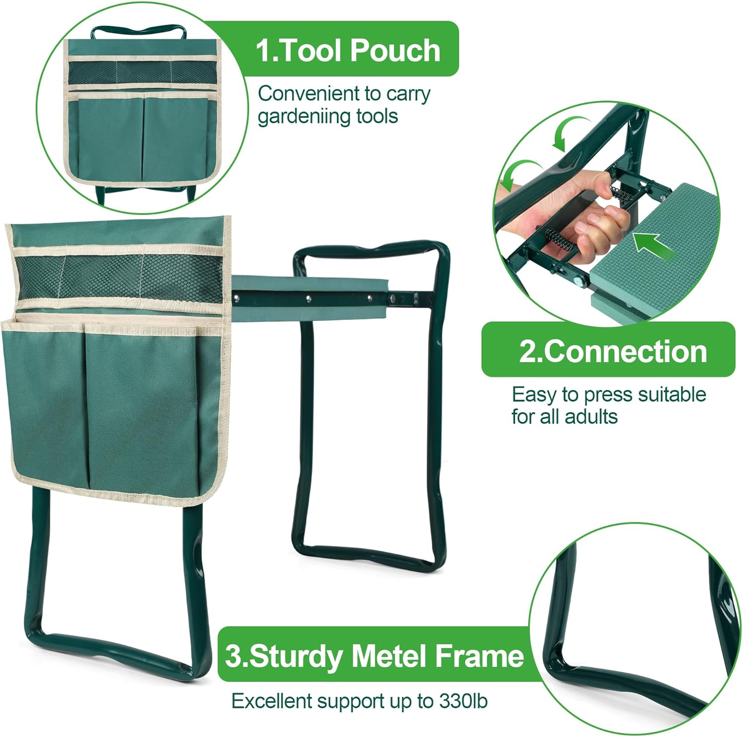 Garden Kneeler and Seat, Garden Bench for Kneeling and Sitting, Garden Stool and Kneeler with A Tool Pocket, Eva Soft