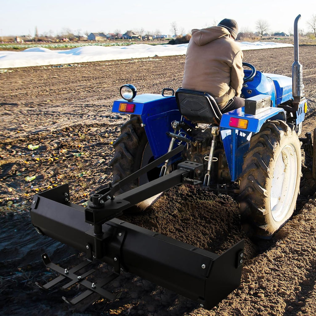 42" Tow Behind Box Scraper for ATVs, UTVs, Heavy-Duty Steel Construction with Powder Coating, Versatile Tractor Box