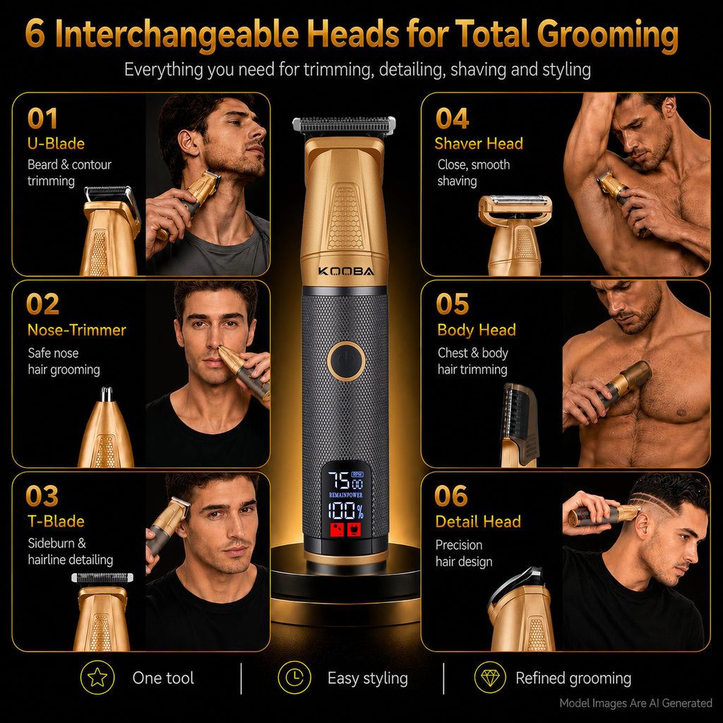 6-in-1 Beard Trimmer for Men with Charging Dock