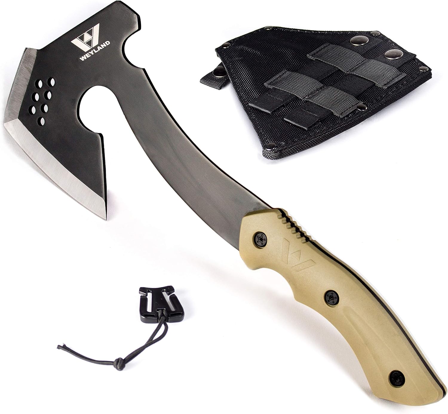 Bushcraft Hatchet - Full Tang Camping Axe with MOLLE Sheath | Split Kindling • Process Firewood • Shelter Building •