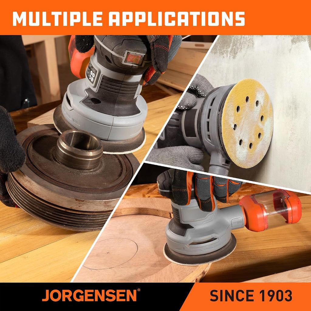 Jorgensen 50-Piece 5-Inch Premium Sanding Discs, 8-Hole Hook and Loop