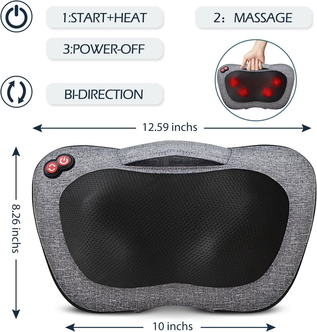Fathers Day Dad Gifts, Shiatsu Back Massager with Heat – Deep Tissue Massage for Neck, Shoulder, Back Pain Relief