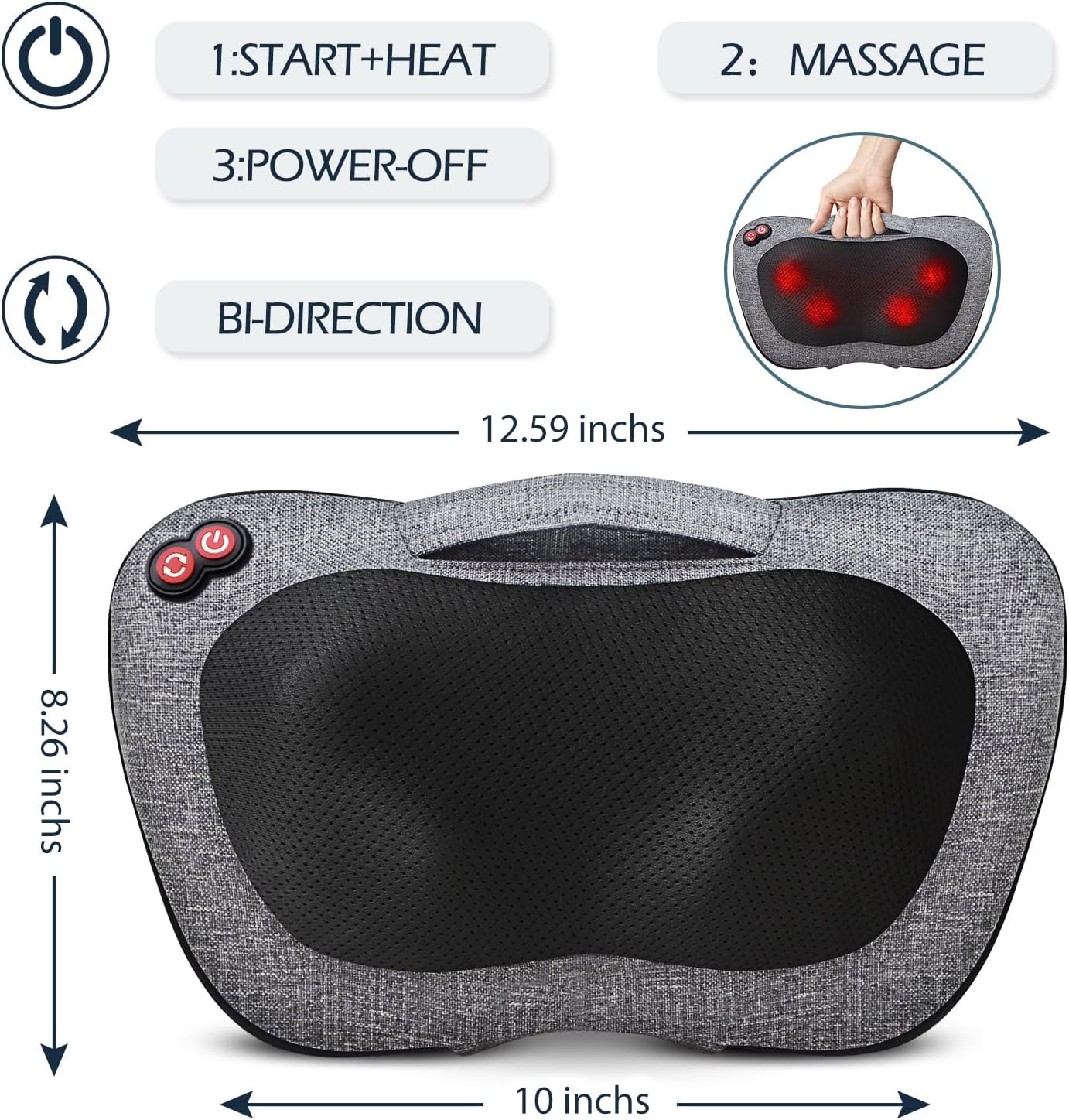 Fathers Day Dad Gifts, Shiatsu Back Massager with Heat – Deep Tissue Massage for Neck, Shoulder, Back Pain Relief