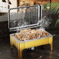 Chafing Dishes for Buffet, 9.5QT Square Stainless Steel Chafing Dish with Transparent Hydraulic Lid, 304 Food Pan
