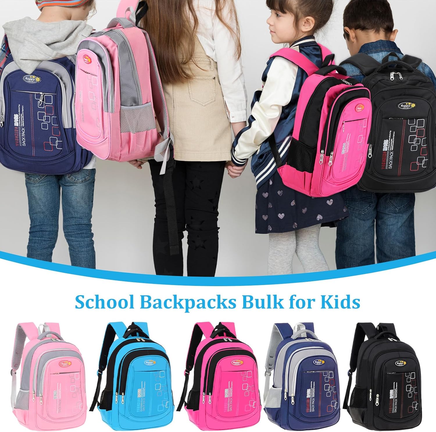 10 Pcs of School Backpack Bulk 17 Inch Classic Student Bag Bulk Printed Book Bags with Adjustable Padded Straps and