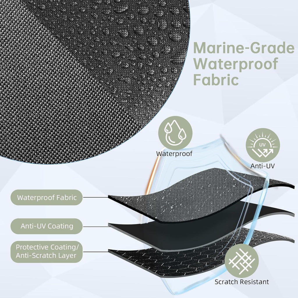 Waterproof 16'-18.5' Boat Cover with Motor Cover, Trailerable Cover | Marine Grade Oxford Fabric, UV & Tear