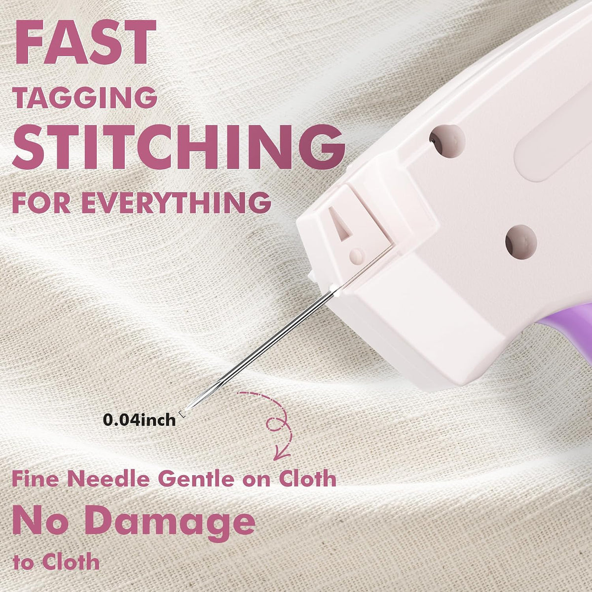 Stitch Gun for Clothes, Tagging Gun, Quick Clothing Fixer, White