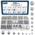 SAE & Metric Nylon Lock Nut Assortment Kit 348Pcs Stainless Steel