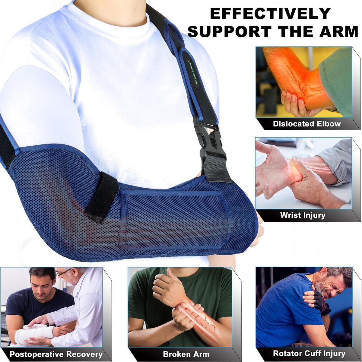 Arm Sling Shoulder Immobilizer,Breathable Rotator Cuff Support(M)