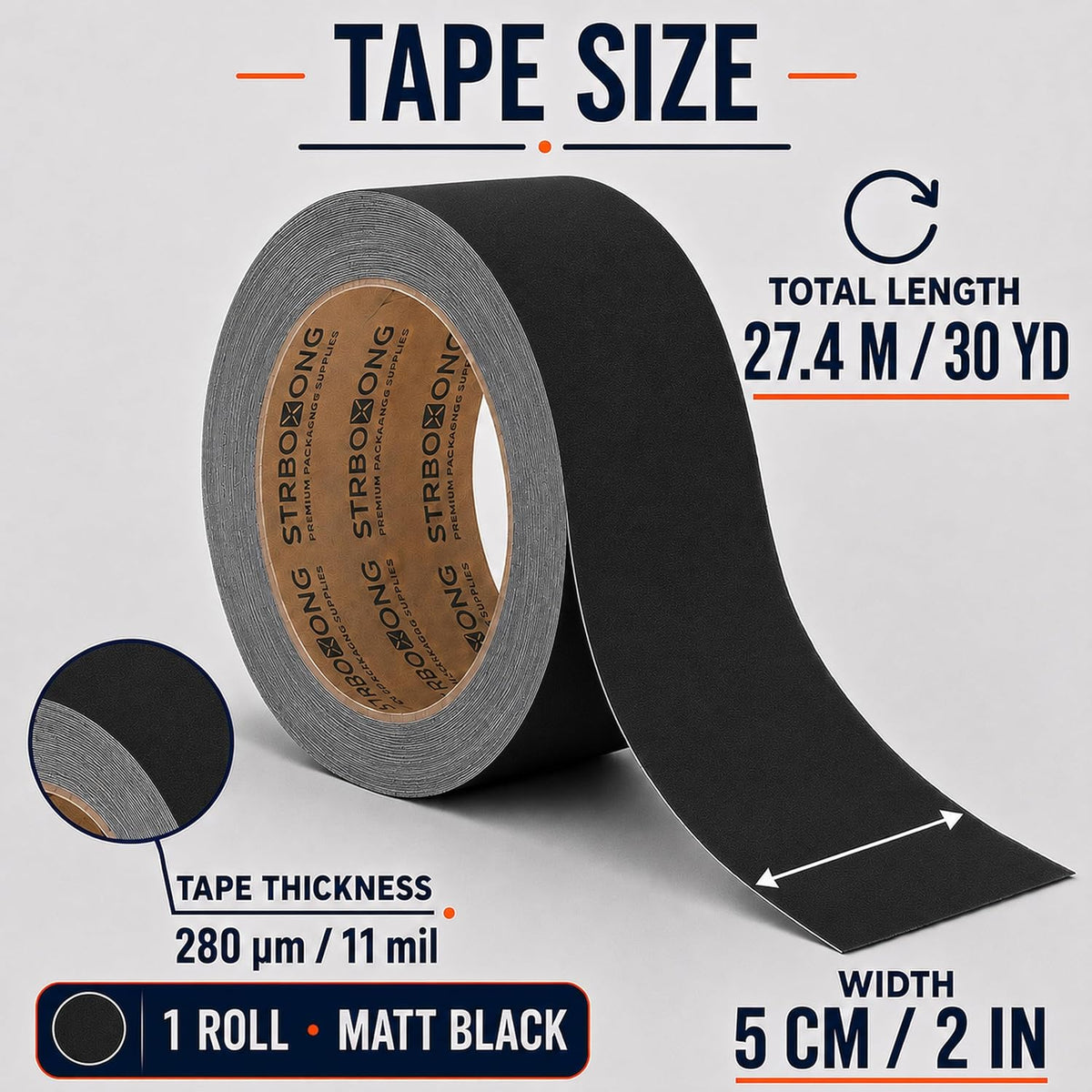 Black Gaffers Tape 2" x 30 Yards Heavy Duty Matte Non-Reflective