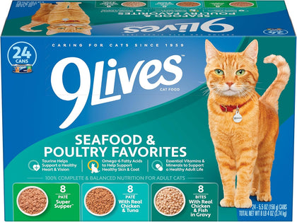 Seafood & Poultry Favorites Wet Cat Food Variety Pack, 5.5 oz