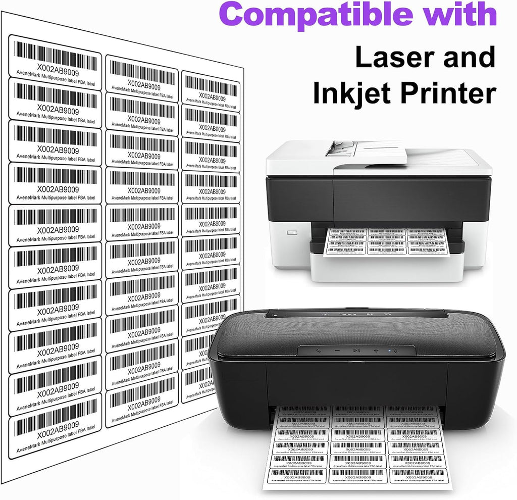 500 Sheets 15000 Address Labels, AveneMark 30-UP 1" x 2-5/8" Shipping Sticker Papers for Laser and Inkjet Printers