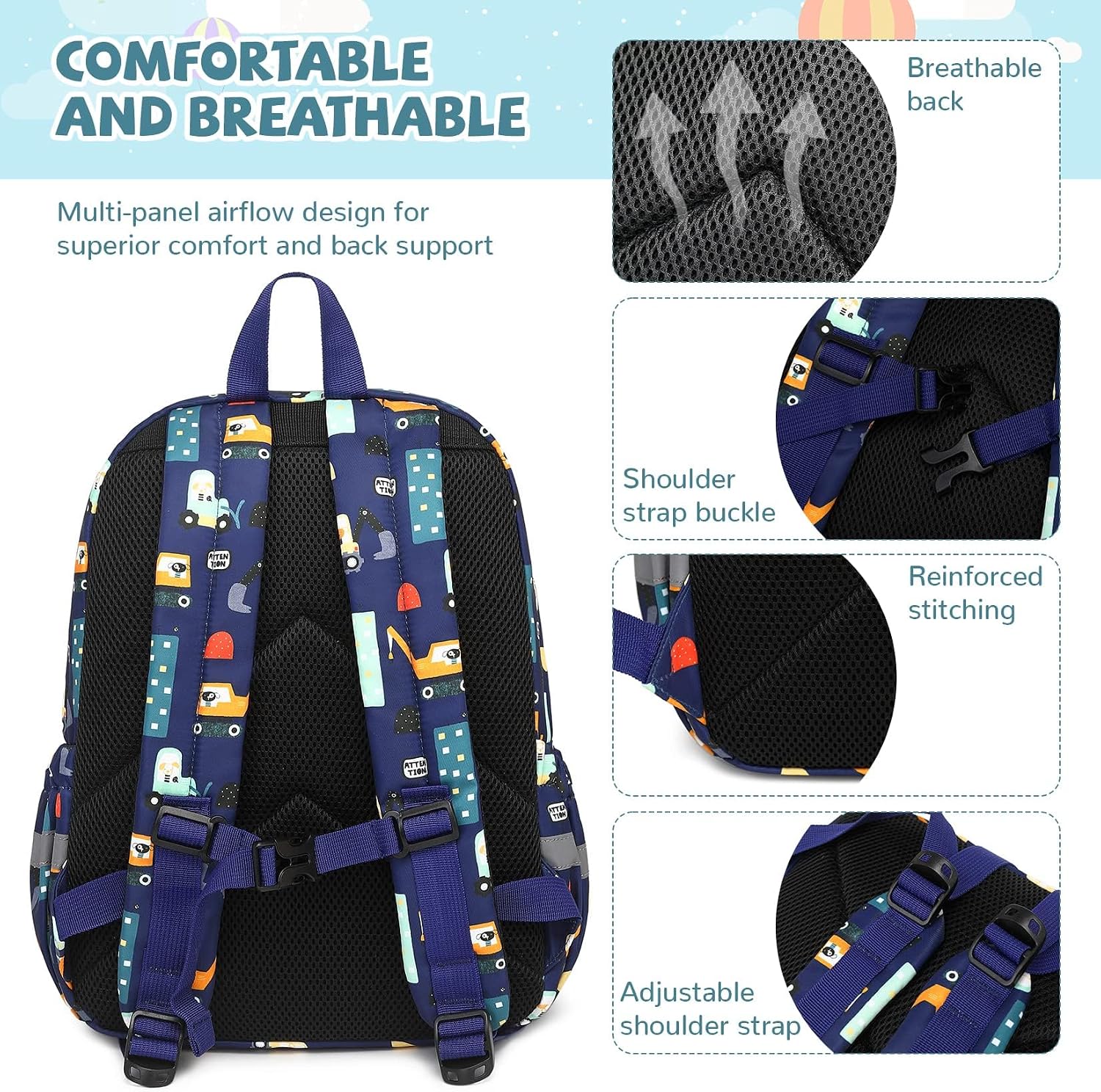 Toddler Backpack, Kids Backpack for Boys and Girls with Chest Strap | with Chest Strap