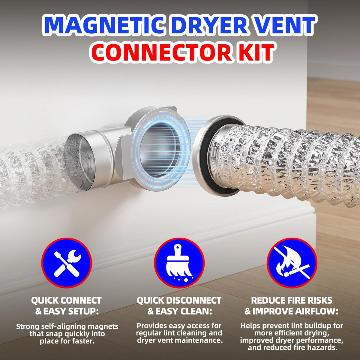 Magnetic Dryer Vent Connector Kit Dryer Vent Attachment Coupling Kit