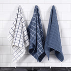 Premium 100% Cotton Terry Check Kitchen Dish Towels - Highly Absorbent, Super Soft, Long-Lasting, 25"x15", 3-Pack