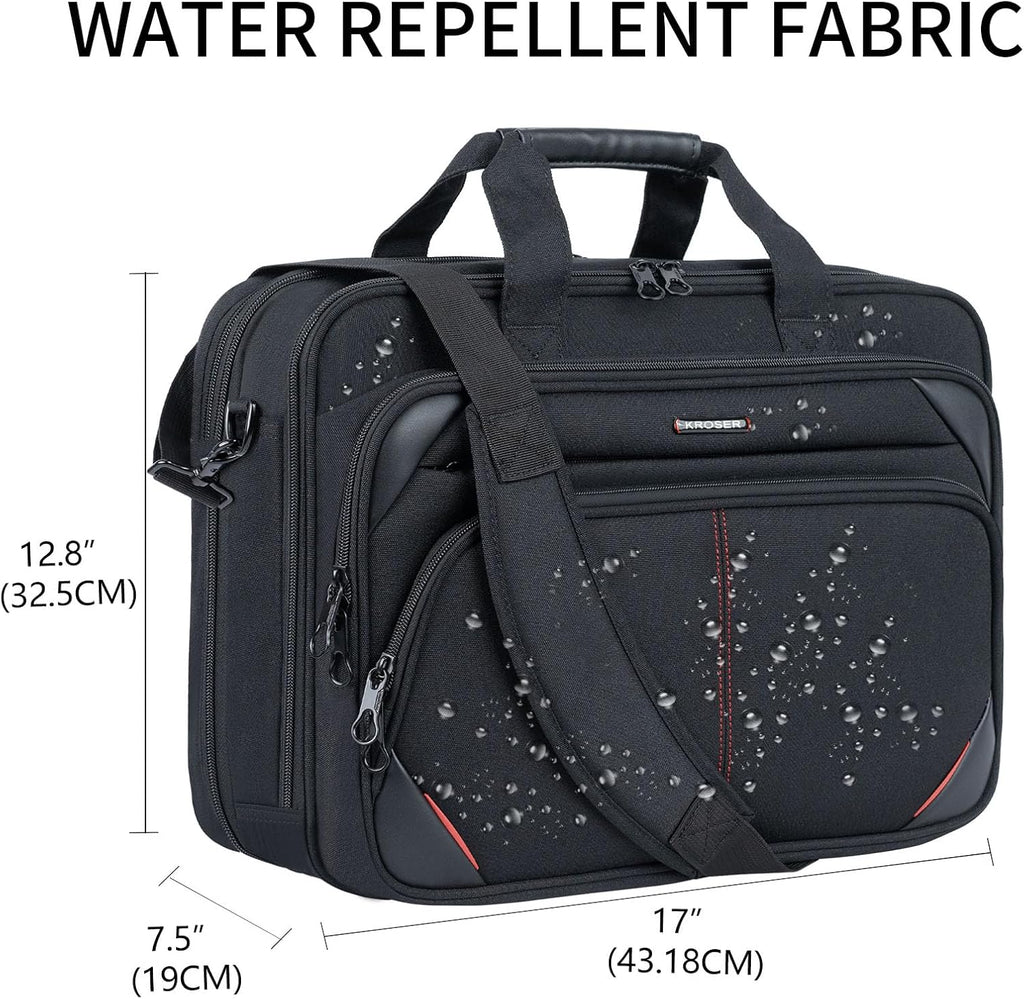 Laptop Bag 17.3 Inch Premium Laptop Briefcase, Expandable Water Repellent Laptop Shoulder Messenger Bag Durable