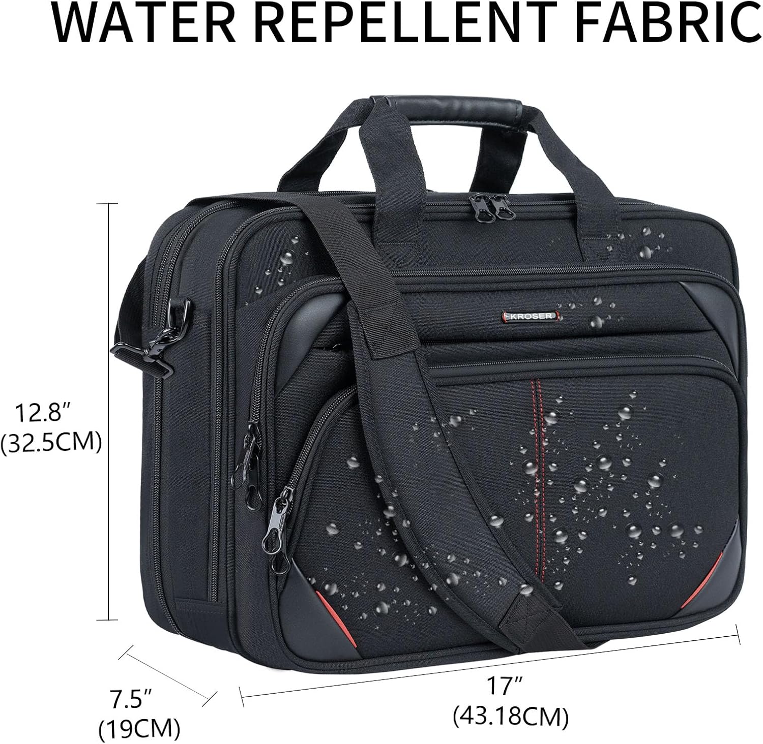 Laptop Bag 17.3 Inch Premium Laptop Briefcase, Expandable Water Repellent Laptop Shoulder Messenger Bag Durable