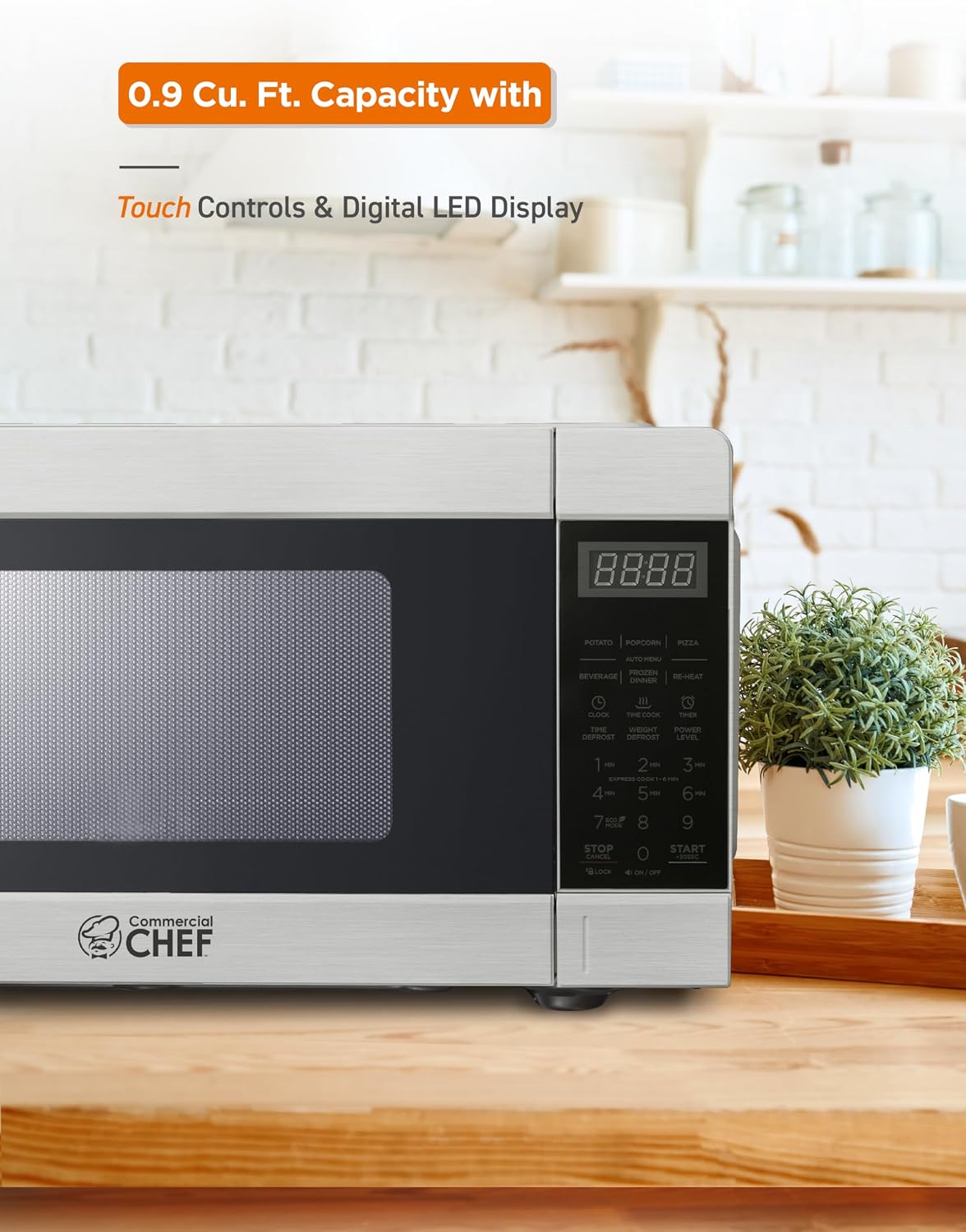 0.9 Cu. Ft. Countertop Microwave Oven, CHM009 | Touch Controls with Digital LED Display, 900W Small Microwave, 10”
