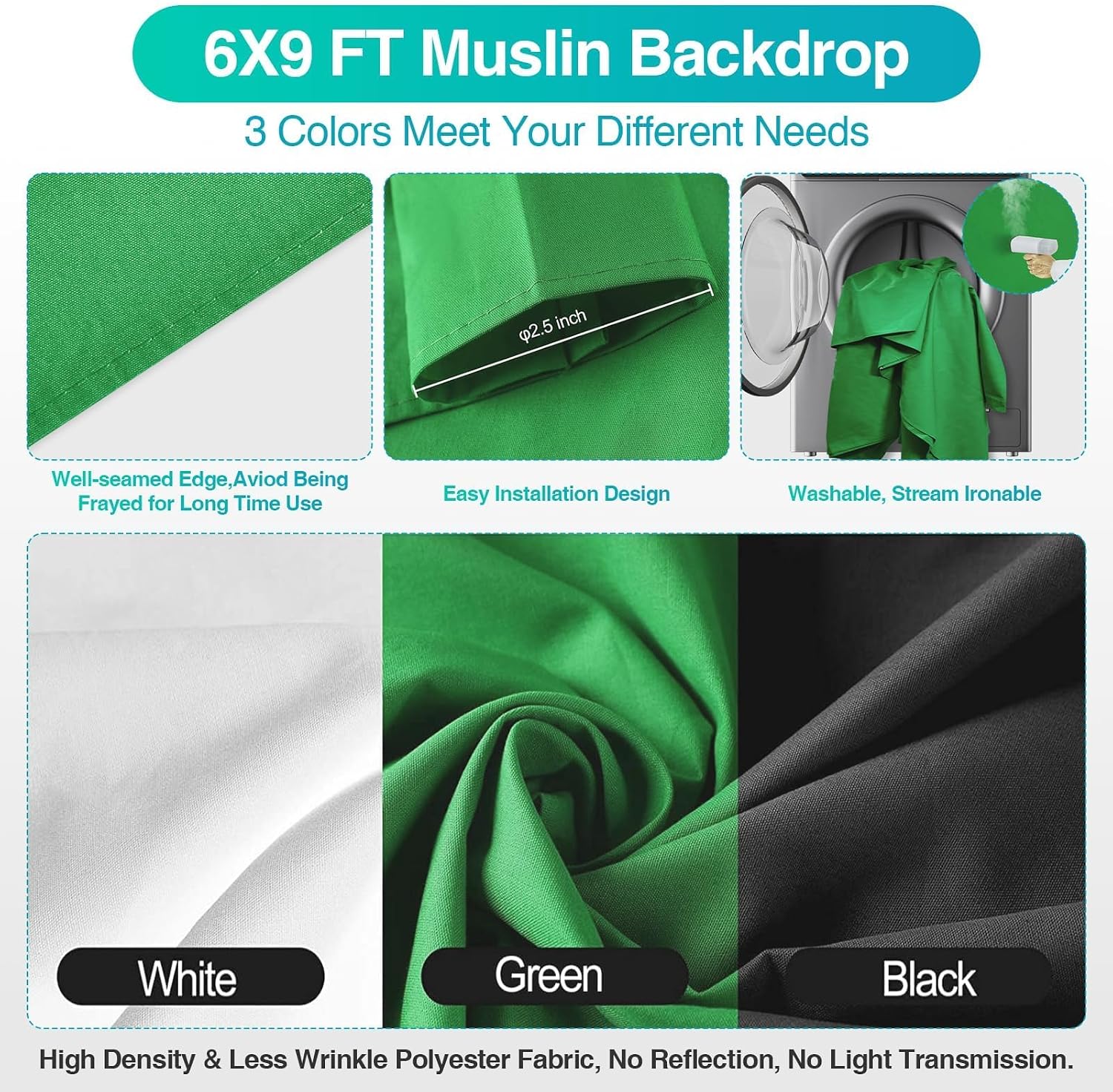 Photography Lighting Kit with 8.5x10Ft Backdrop Stand,6x9FT Backdrops | Softbox Lighting Kit with 5500K 50W LED