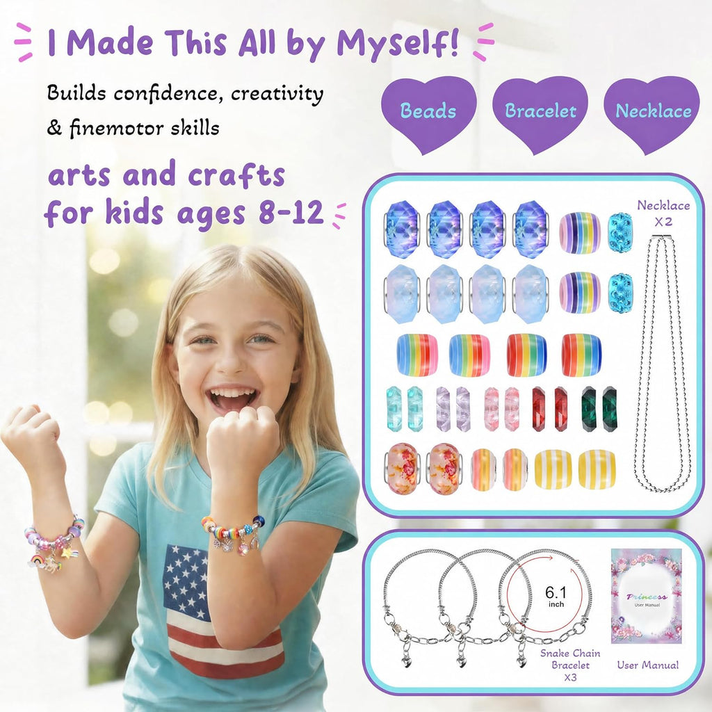Charm Bracelet Making Kit & Unicorn/Mermaid Girl Toy- ideal Crafts for Ages 8-12 Girls who Inspire Imagination and