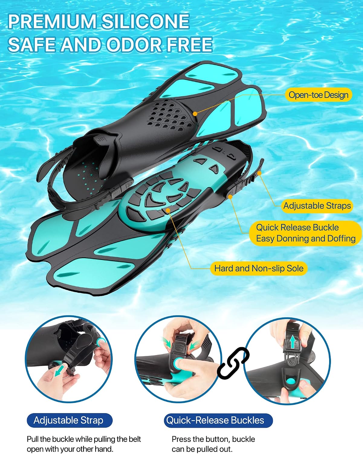 Snorkeling Gear for Adults Men Women,4 in 1 Snorkel Set with Panoramic View Diving Mask Anti-Fog Anti-Leak,Dry Top