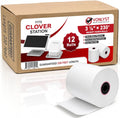 Clover Station Receipt Paper Rolls 3 1/8" x 230' (12 Pack) – Thermal Paper for Clover Station & Duo C505, Compatible