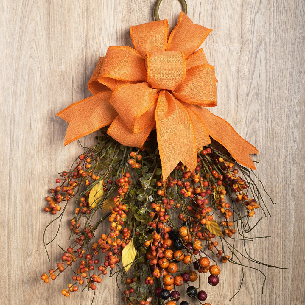 2.5 Inch Orange Linen Wired Ribbon, Fall Wreath and Bow Decor