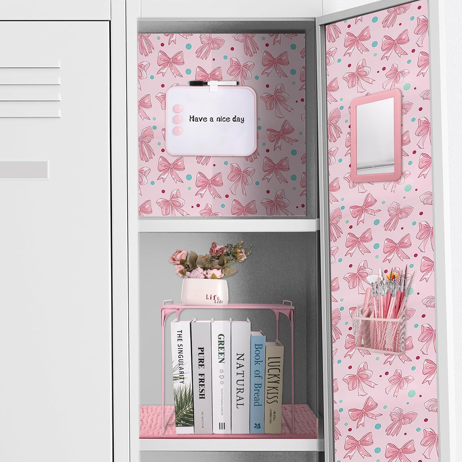 16 Pcs Pink Locker Accessories for Girls Locker Organizer Kit | Back to School Party Office School, Magnetic