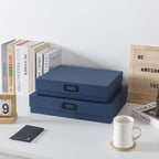 Legal Size Document Storage Boxes with Lids, Set of 2, Blue