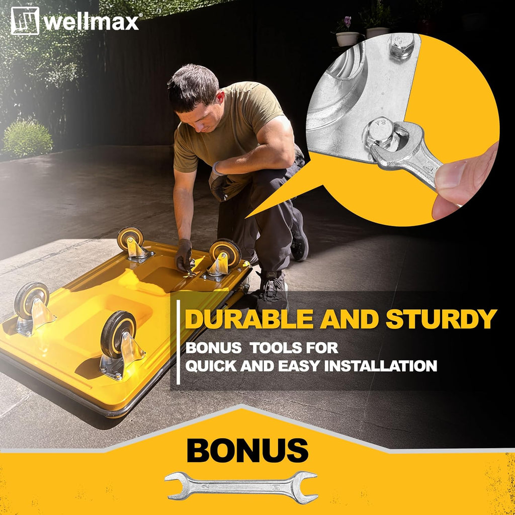 Push Cart Dolly, Foldable Moving Platform Flat Cart, 330 lb, Yellow