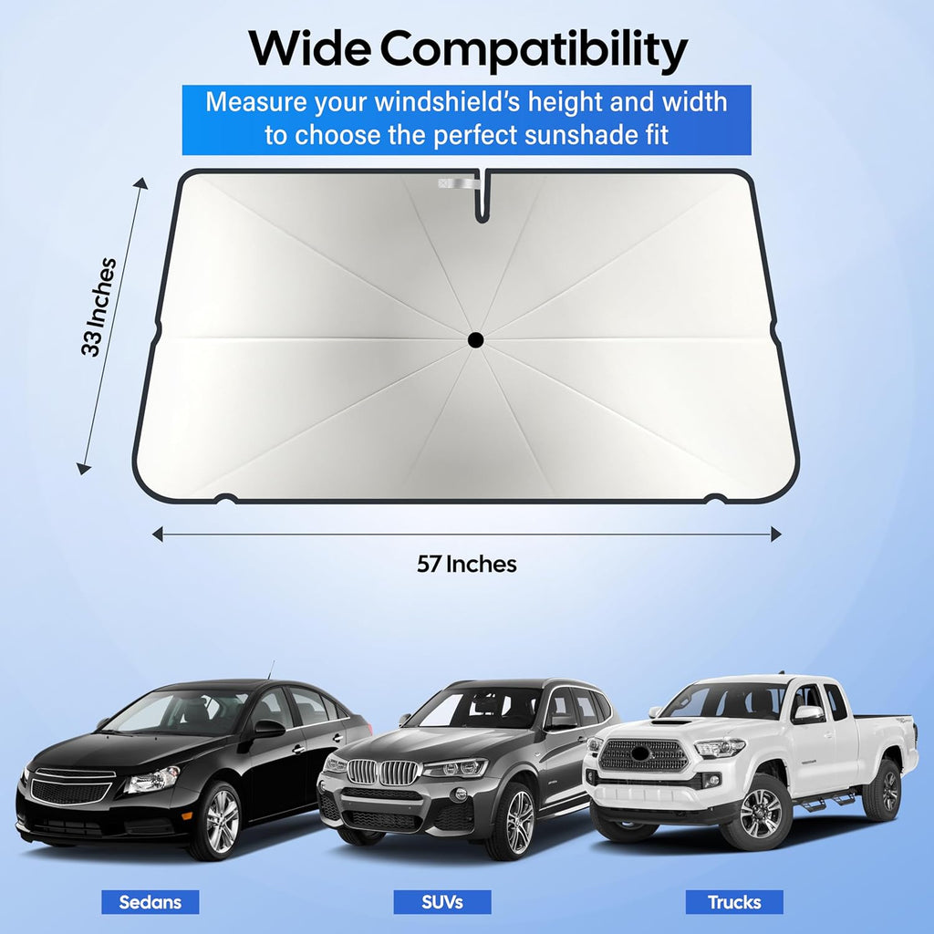Windshields Sun Shade Umbrella for Car | Medium Foldable Car Sunshade | UV & Heat Protection Front Window Sun Shield
