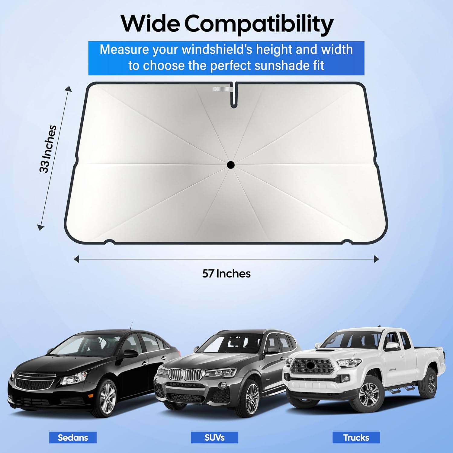 Windshields Sun Shade Umbrella for Car | Medium Foldable Car Sunshade | UV & Heat Protection Front Window Sun Shield