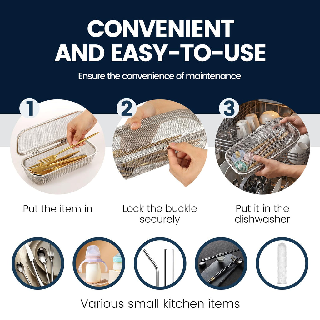 Dishwasher Basket, 304 Stainless Steel Fine Mesh for Small Kitchen Items
