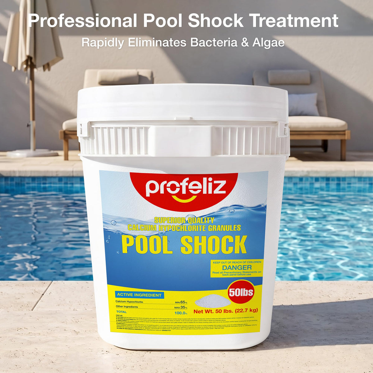 Pool Shock,Prevents Algae & Bacteria,Swimming Pool Chemical,50lb