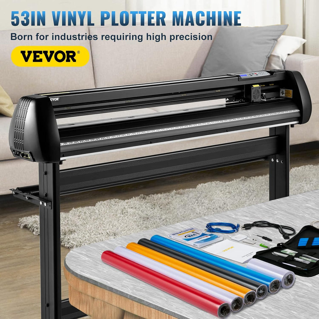 Vinyl Cutter, 53inch Vinyl Cutter Plotter with Stand, Adjustable Speed Force for Sign Making Vinyl Plotter