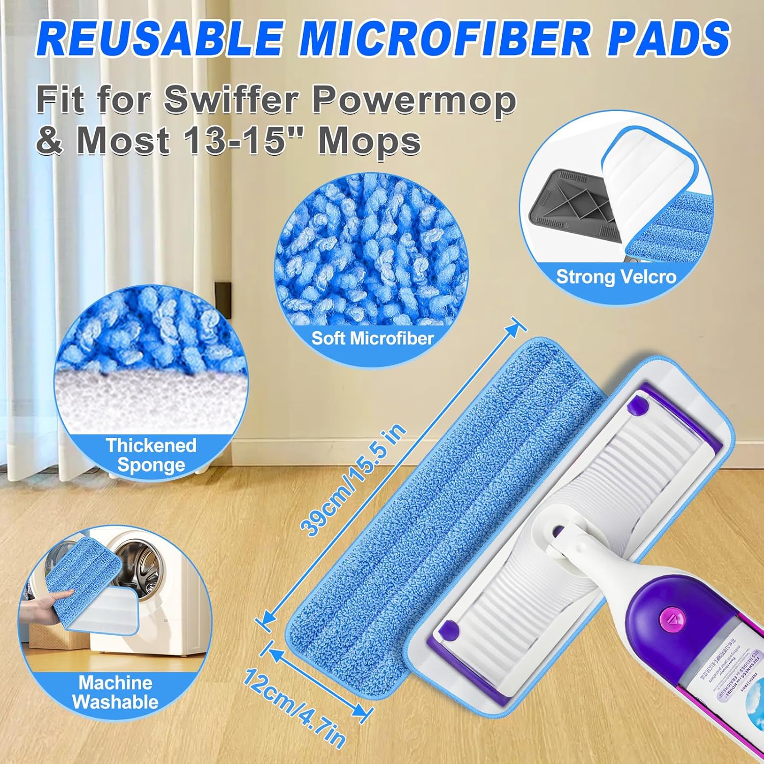 Microfiber Mops for Hardwood Floor Cleaning - BPAWA Flat Floor Mop with 4 Washable Pads for Laminate Wood Tile Vinyl