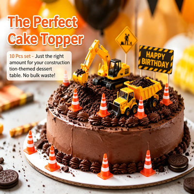 10Pcs Miniature Traffic Cones - 1.4 Inch Tiny Orange Sign for Construction Cake Toppers, 1:64 Scale Scenery