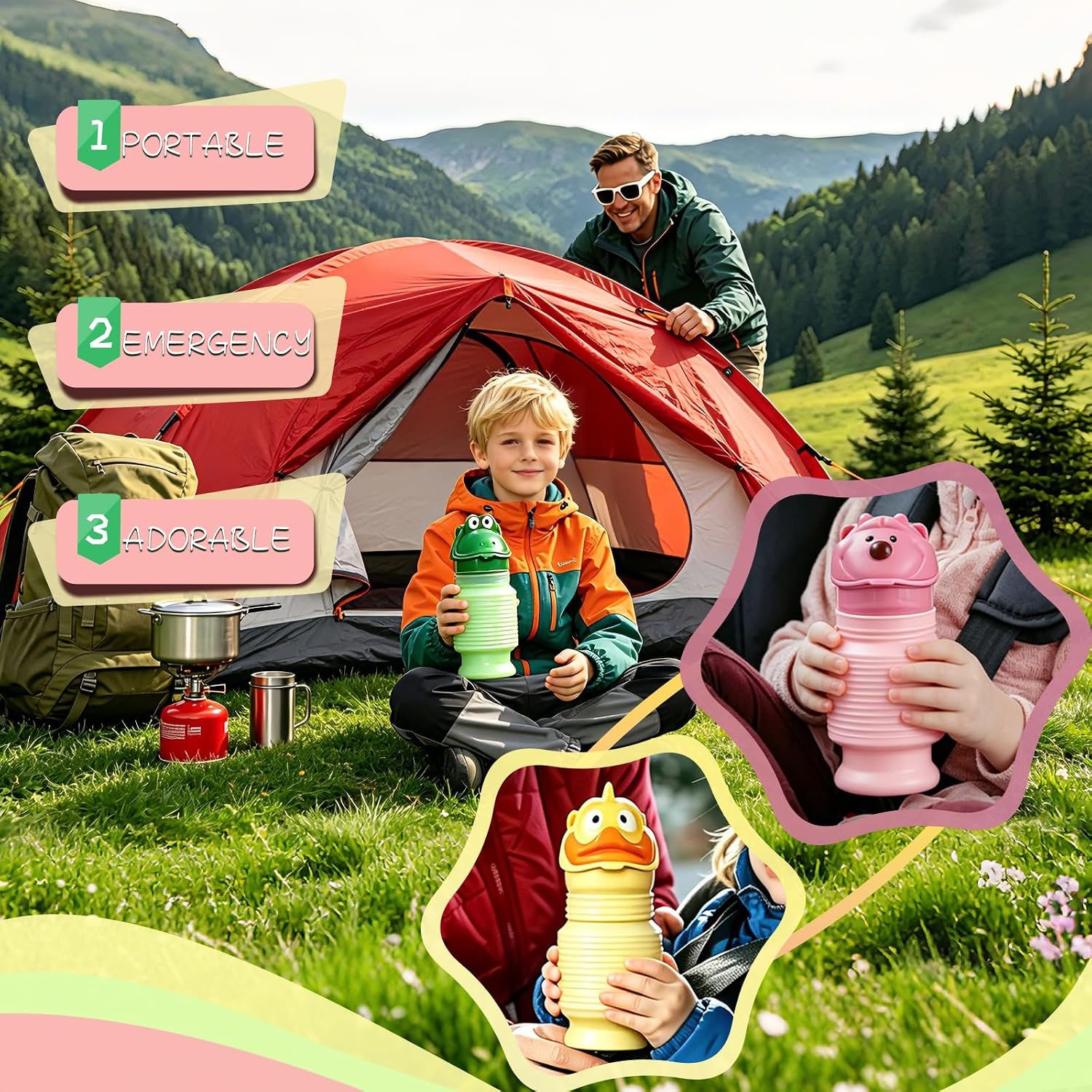 Scalable Emergency Urinal, 600ml Portable Toilet for Car, Portable Mini Outdoor Camping Travel Shrinkable Personal