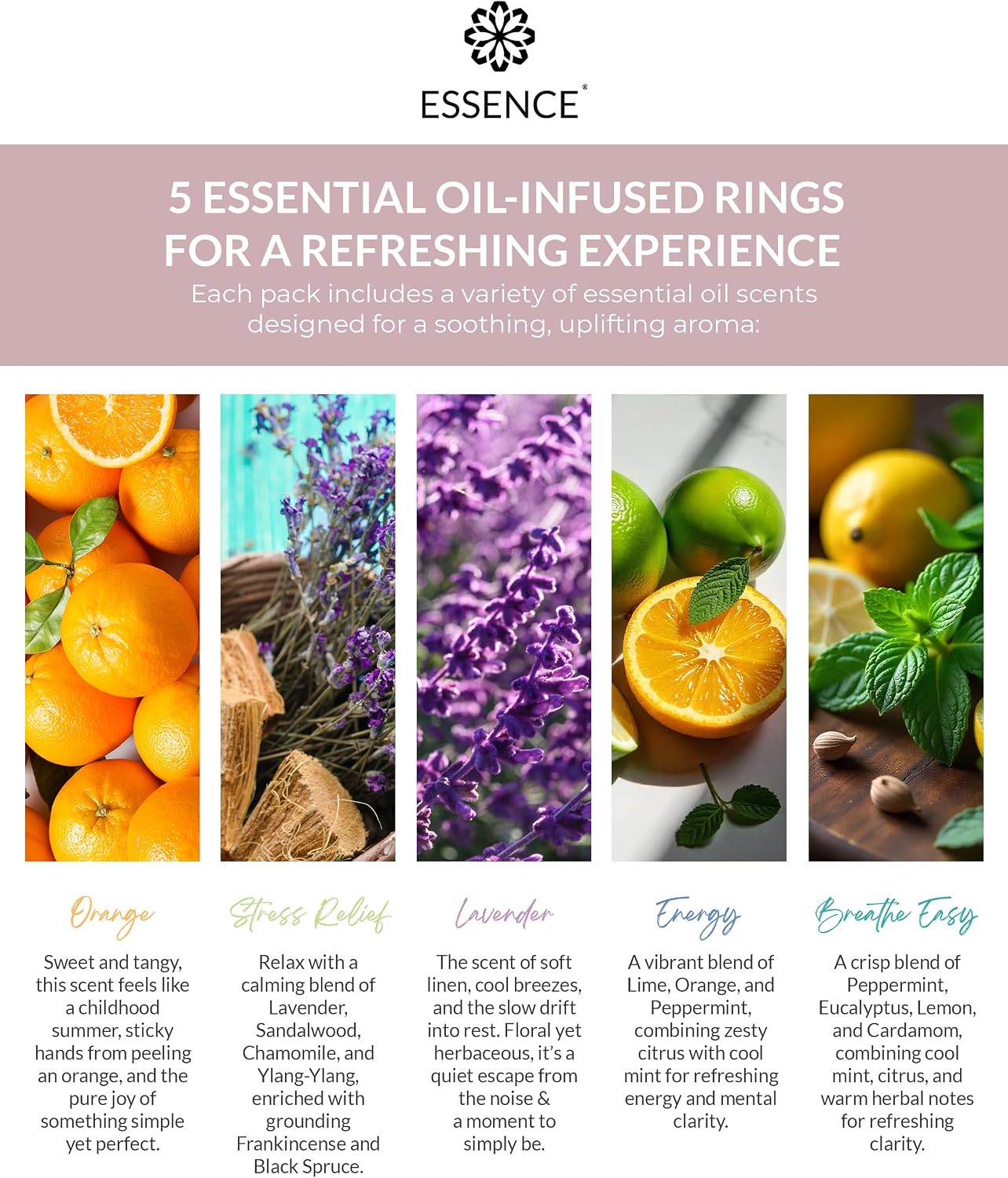 Essence Nasal Diffuser Self Care Bundle – Essential Oil Silicone Nose Rings for Stress, Energy & Mental Clarity –