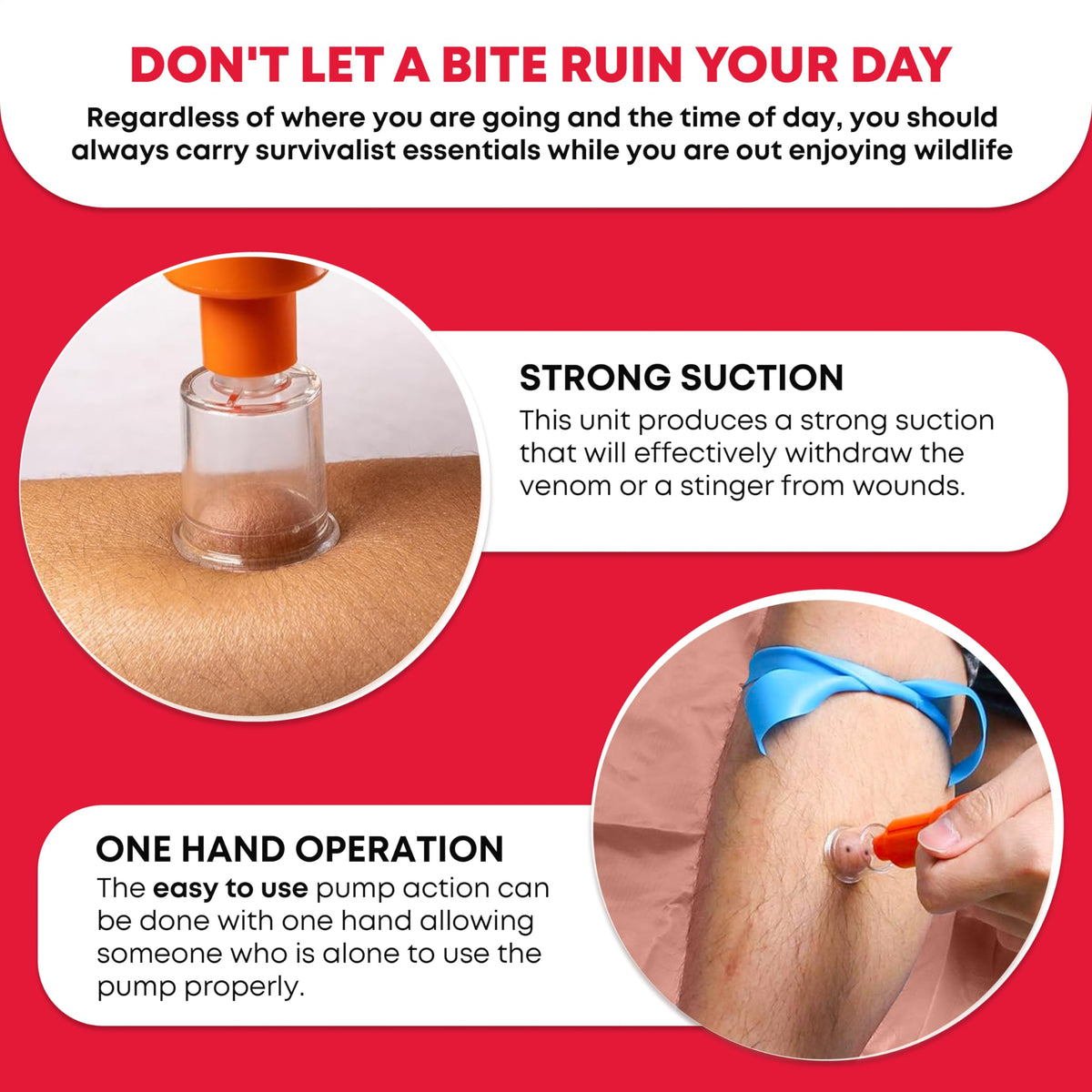 Snake Bite Venom Extractor Kit Latex Free