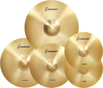 Cymbal Pack, 5 Pieces Drum Cymbals Set,14" Hi Hat Cymbals, 16" Crash and 18" Crash Cymbals, 20" Ride Cymbals for