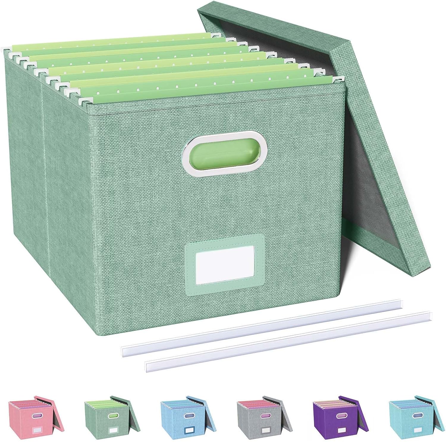 File Organizer, File Box, File Cabinet for Letter File Folder Storage, Portable Storage Bins with Lids for
