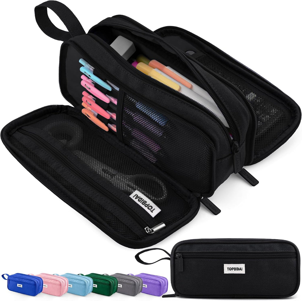 Large Pencil Case Pouch for Girls Boy Women Men Adults | Big Capacity Canvas Pencil Bag, Office School Supplies