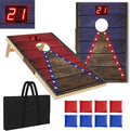 Electronic Cornhole Board Set 4x2ft 3x2ft 2x1ft, Automatic Scoring Corn Hole Games for Adults & Kids, Wooden Portable