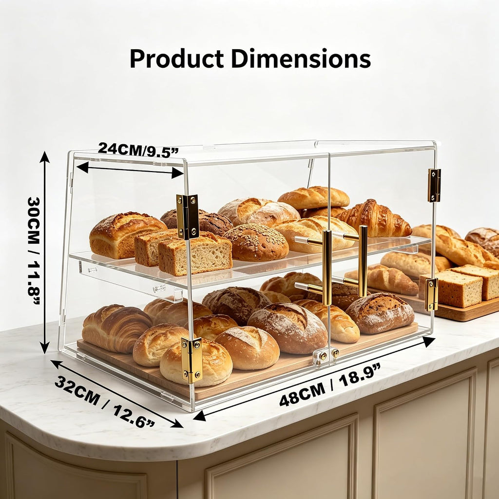 2-Tier Pastry Display Case with Removable Tray